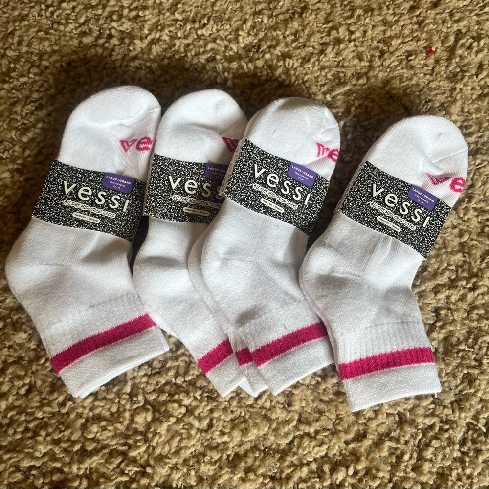 Vessi Kid’s White and Pink Athletic Socks